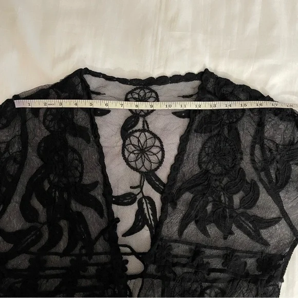 Black embroidered dream catcher lacebeach cover up kimono